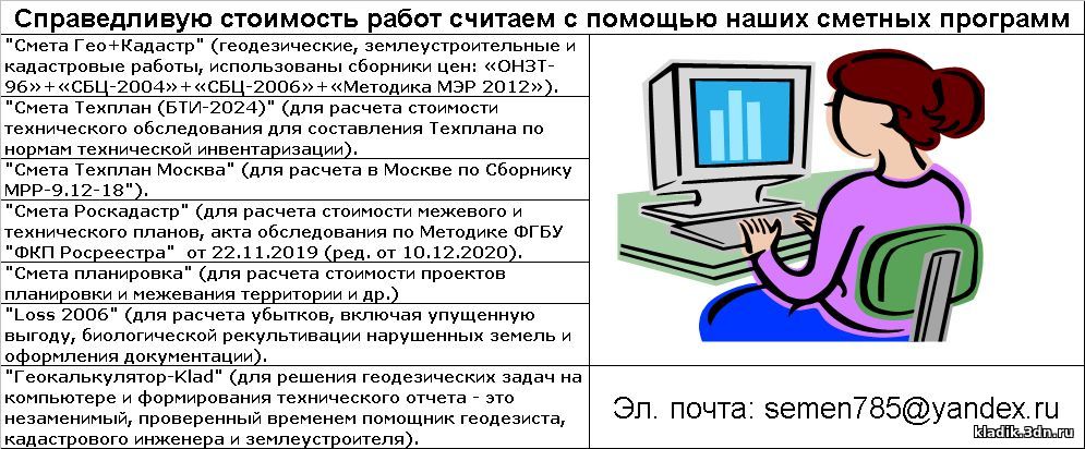 Сметные программы по геодезии, кадастру, землеустройству, планировке территории