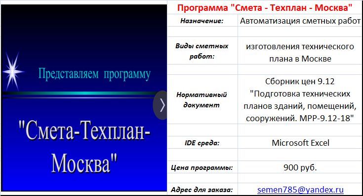 Карточка сметной программы "Смета Техплан Москва"